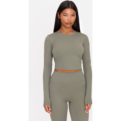 Crop top de sport en Sculpt à manches longues - PrettyLittleThing - Modalova