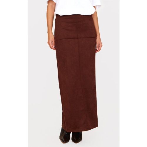 Jupe longue droite en suédine à coutures surjetées - PrettyLittleThing - Modalova