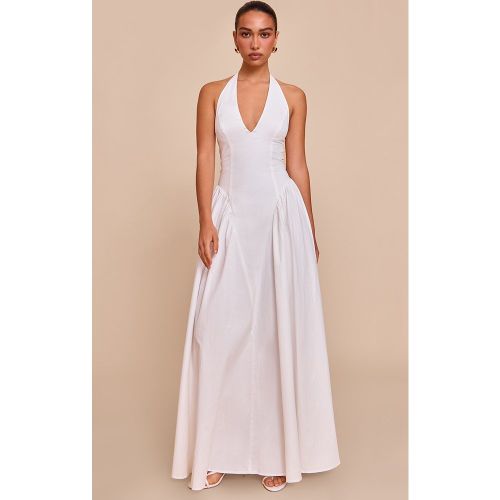 Robe longue tissée blanche à décolleté et dos nu - PrettyLittleThing - Modalova