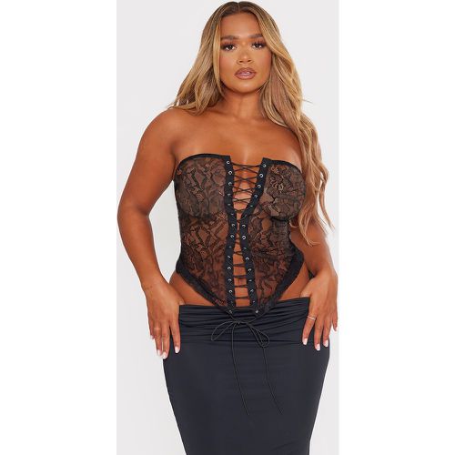 Shape Top bustier en dentelle transparente à lacets devant - PrettyLittleThing - Modalova