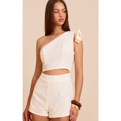 Combishort en effet lin à épaule unique - PrettyLittleThing - Modalova