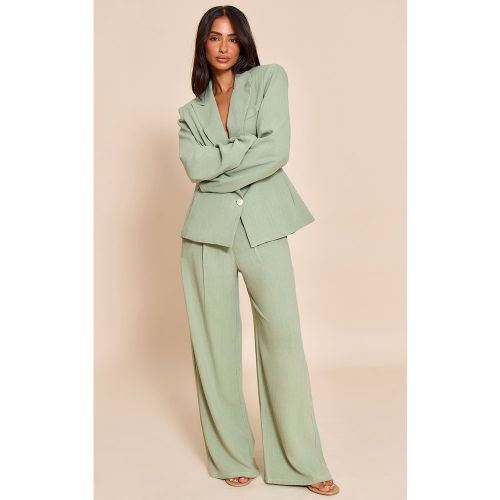 Petite Pantalon en effet lin à plissures - PrettyLittleThing - Modalova