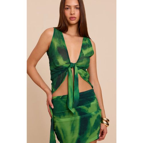 Top long en mousseline de soie à décolleté drapé devant | Taille 34 - PrettyLittleThing - Modalova