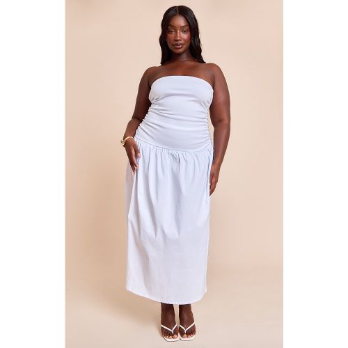 Plus Robe bustier longue tissée stretch blanche froncée - PrettyLittleThing - Modalova
