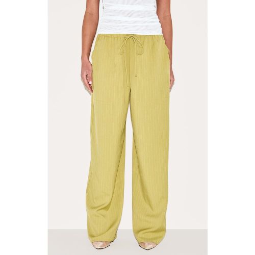 Pantalon décontracté tissé finement rayé à cordons ajustables et taille basse - PrettyLittleThing - Modalova
