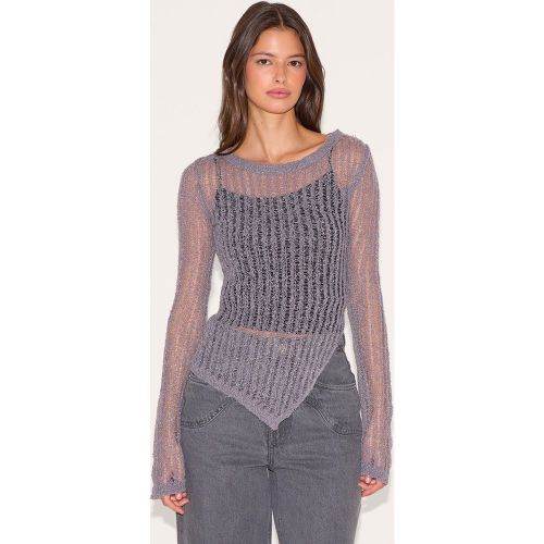Top en maille tricot ajourée transparente à ourlet asymétrique - PrettyLittleThing - Modalova