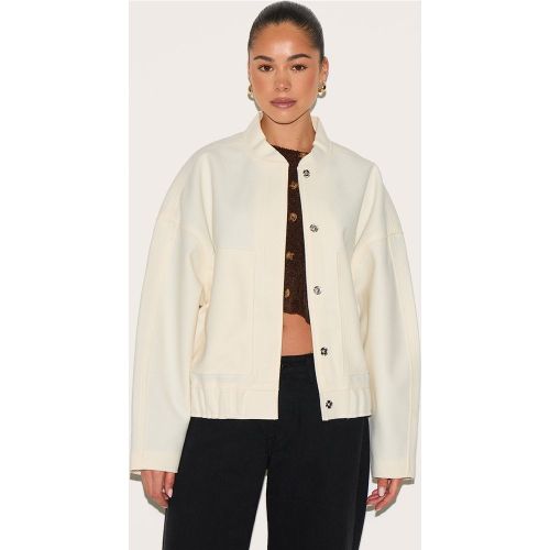 Veste bomber longue en effet laine - PrettyLittleThing - Modalova