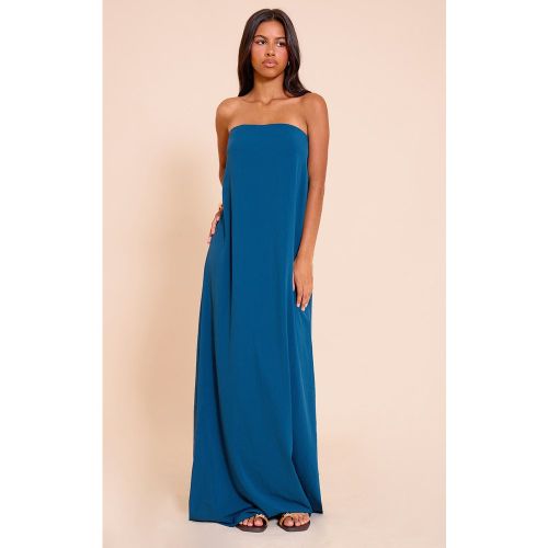Petite Robe Mi-Longue Bleu Canard Flottante Tissée Bandeau - PrettyLittleThing - Modalova