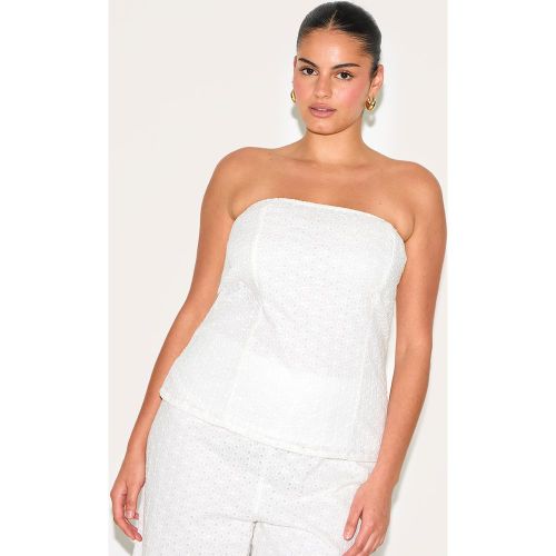 Plus Top bustier en effet lin brodé - PrettyLittleThing - Modalova