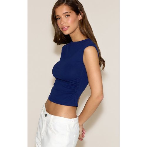 Top en coton doux indigo sans manches froncé sur les côtés - PrettyLittleThing - Modalova