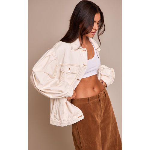 Veste oversize en jean écru à manches cocon | Taille 38 - PrettyLittleThing - Modalova