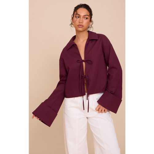 Chemise structurée en effet lin nouée devant - PrettyLittleThing - Modalova