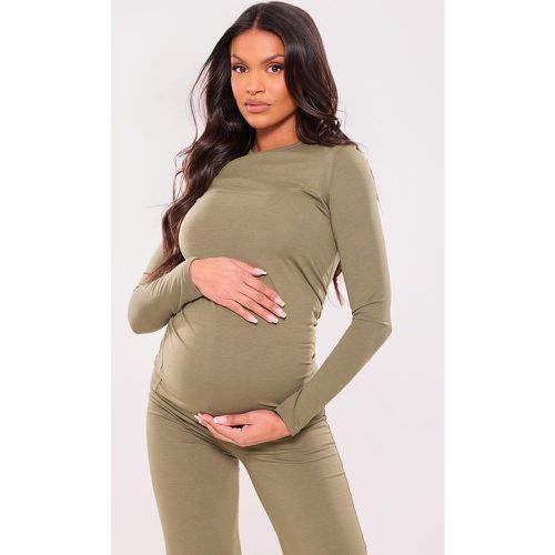 Maternité Top de grossesse long en coton jersey froncé sur le ventre à manches longues - PrettyLittleThing - Modalova