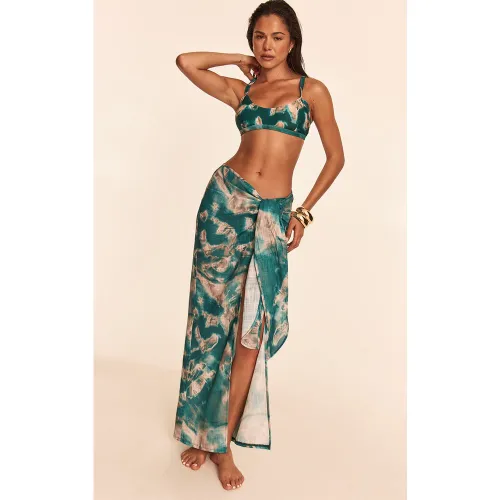 Paréo de plage en effet lin imprimé tie dye - PrettyLittleThing - Modalova