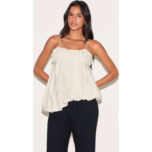 Débardeur en effet lin mélangé à ourlet bouffant asymétrique | Taille 44 - PrettyLittleThing - Modalova