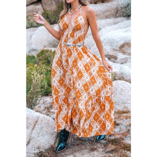 Robe maxi sans manches à col plongeant boho brûlé - CUPSHE - Modalova