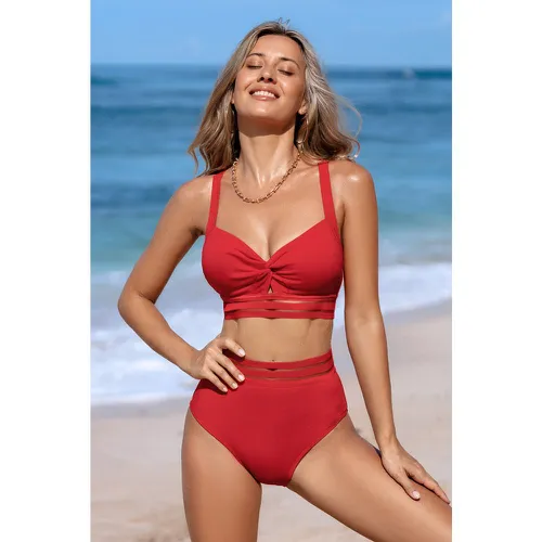 Bikini avec col en cœur et bas taille haute ventre plat - CUPSHE - Modalova