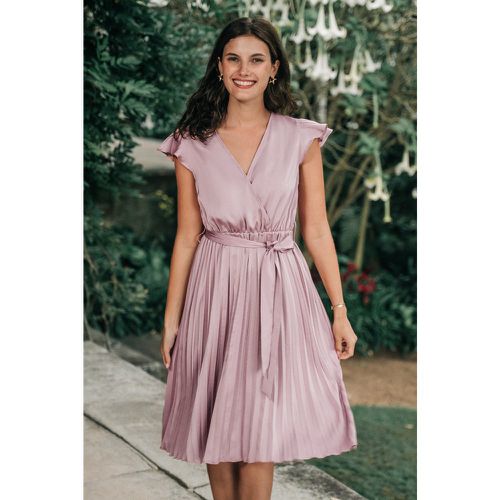 Robe plissée avec ceinture rose - CUPSHE - Modalova