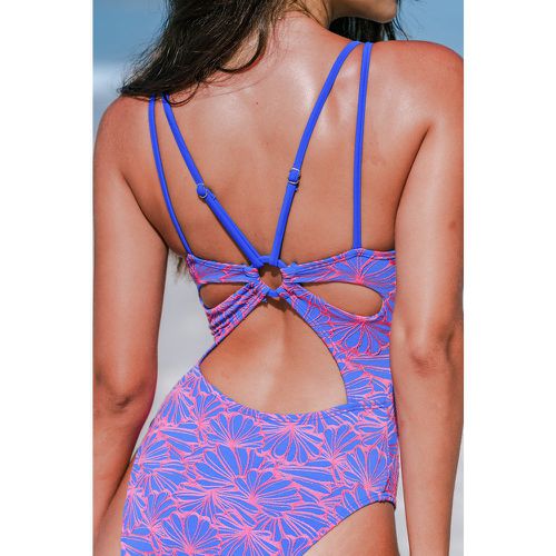 Maillot de bain une pièce à col plongeant en jacquard - CUPSHE - Modalova