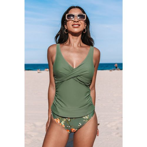 Tankini taille moyenne ruché tropical vert - CUPSHE - Modalova