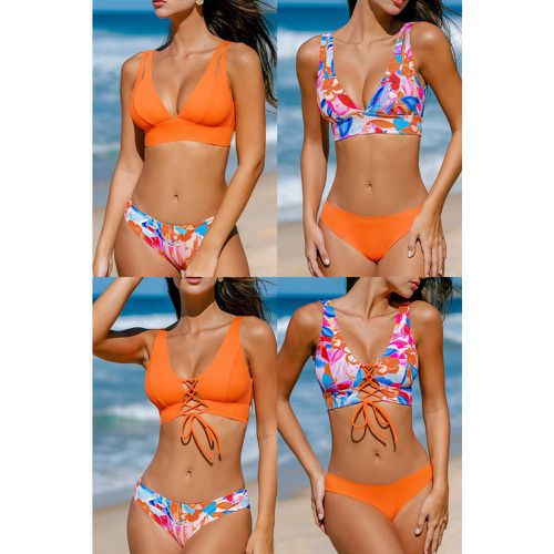 Bikini avec col plongeant réversible à feuilles colorées - CUPSHE - Modalova