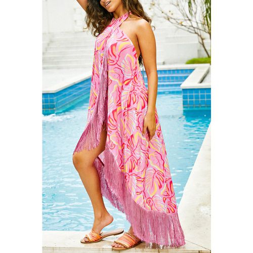 Robe cover up à col licou croisé et franges tropicale - CUPSHE - Modalova