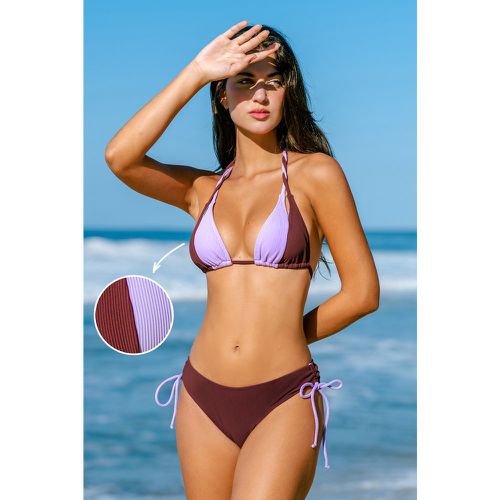 Bikini triangle avec col licou à bloc de couleur ruché - CUPSHE - Modalova