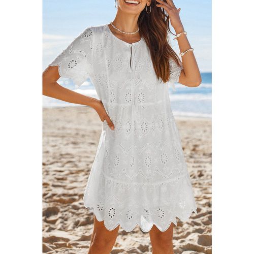 Robe courte en pur coton à glands noués avec œillet blanche - CUPSHE - Modalova