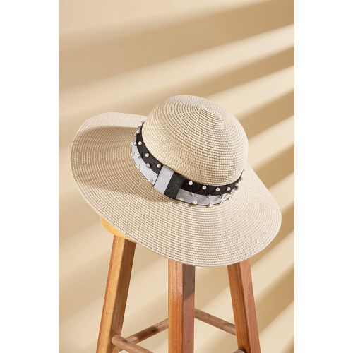 Chapeau de paille à large bord avec bande et bloc de couleur - CUPSHE - Modalova