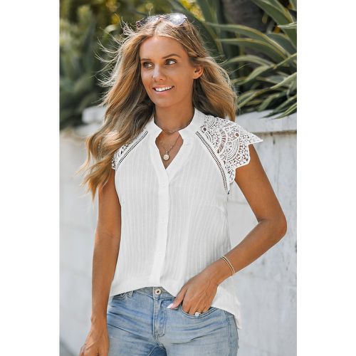 Chemise en pur coton avec manches en dentelle blanche - CUPSHE - Modalova