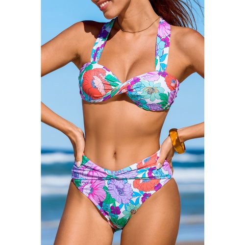 Bikini torsadé à imprimé floral et bas ruché - CUPSHE - Modalova