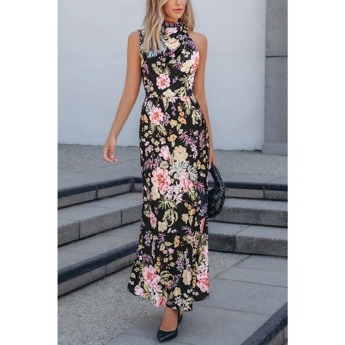 Robe longue à col haut drapé sans manches avec fleurs - CUPSHE - Modalova