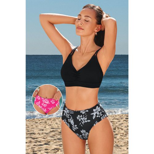 Bikini réversible à double bretelles avec bas à fleurs - CUPSHE - Modalova