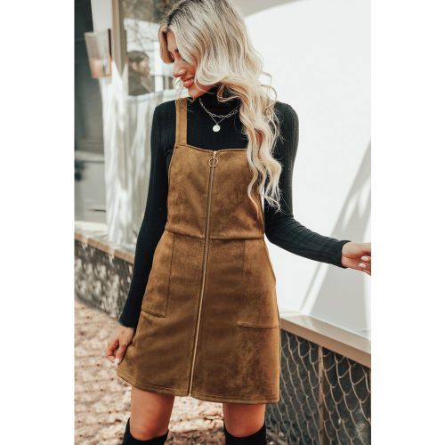 Robe pinafore à anneau en faux daim - CUPSHE - Modalova