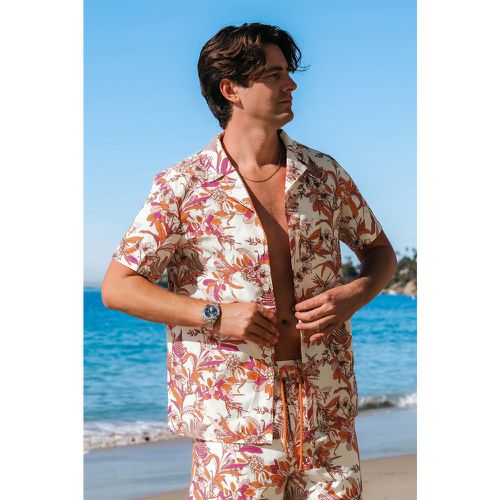 Chemise avec boutons à fleurs tropicales corail pour homme - CUPSHE - Modalova