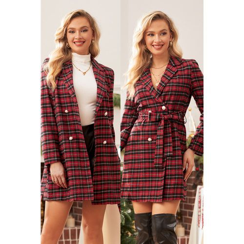 Robe courte à double boutonnage en carreuax - CUPSHE - Modalova