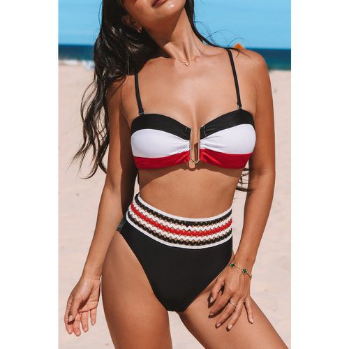 Bikini taille haute avec bloc de couleur et col en cœur - CUPSHE - Modalova