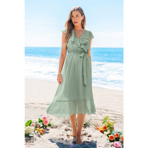 Robe verte garniture à volants - CUPSHE - Modalova