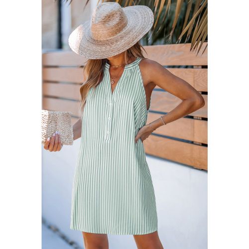 Robe courte à rayures bouton sur le devant - CUPSHE - Modalova