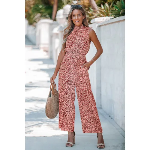 Combinaison florale col haut jambe large - CUPSHE - Modalova