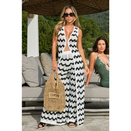 X Maddy Kimono cover up à rayures en tricot sans manches - CUPSHE - Modalova