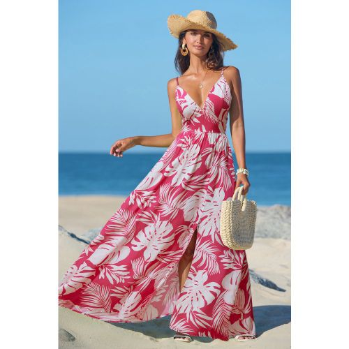 Robe longue tropicale tissée fendue sur le côté - CUPSHE - Modalova