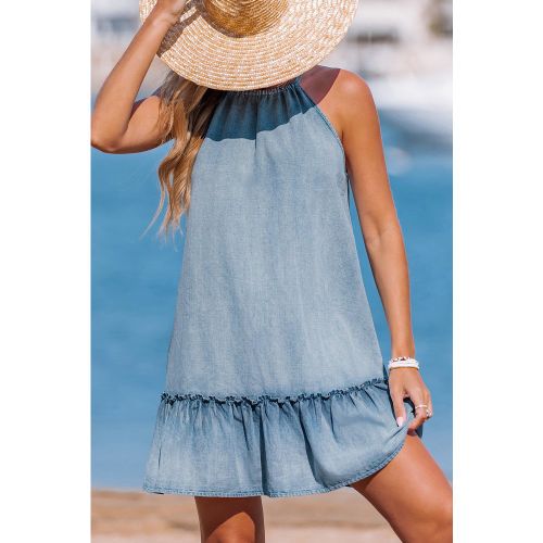 Robe courte denim avec ourlet à volants - CUPSHE - Modalova
