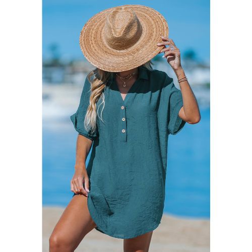 Robe cover up courte à manches courtes bleue - CUPSHE - Modalova