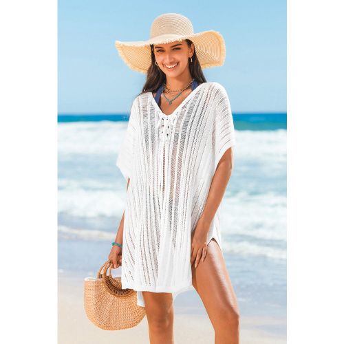Robe cover up courte blanche manches courtes - CUPSHE - Modalova