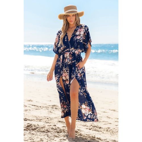 Robe longue florale tissée taille cintrée - CUPSHE - Modalova