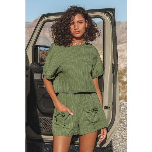 Ensemble haut à manches courtes et short à jambes larges olive - CUPSHE - Modalova