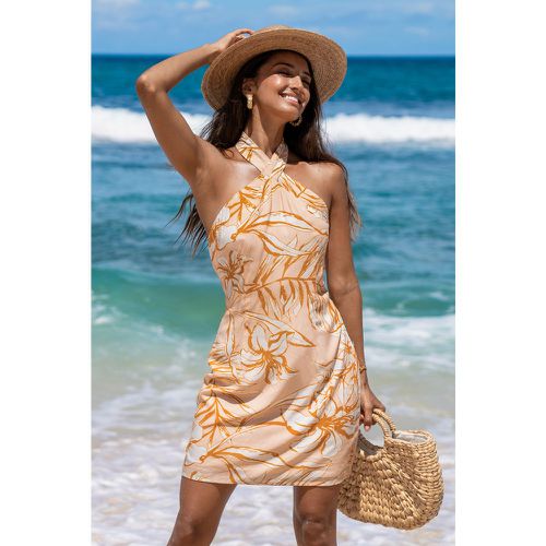 Robe mini à col licou croisée tropical pâle - CUPSHE - Modalova