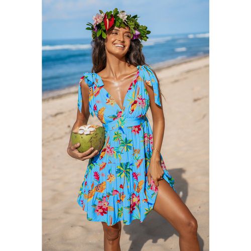 Robe mini tropicale lumineuse à imprimé perroquet et palmier - CUPSHE - Modalova