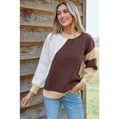 Pull à col rond et manches longues avec bloc de couleur - CUPSHE - Modalova